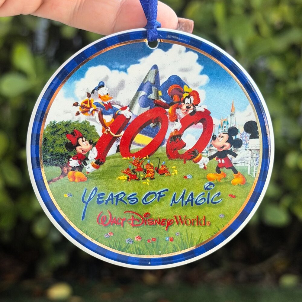 Walt Disney World "100 Years of Magic" Ceramic Disc Ornament Vintage 2001
